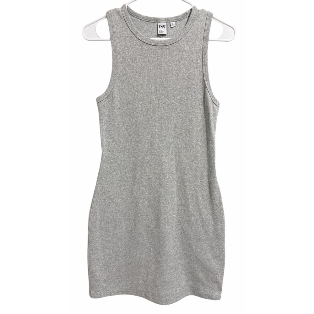 Aritzia TNA Quartz Ribbed Bodycon Mini Dress Heather Gray Women's‎ Size Large